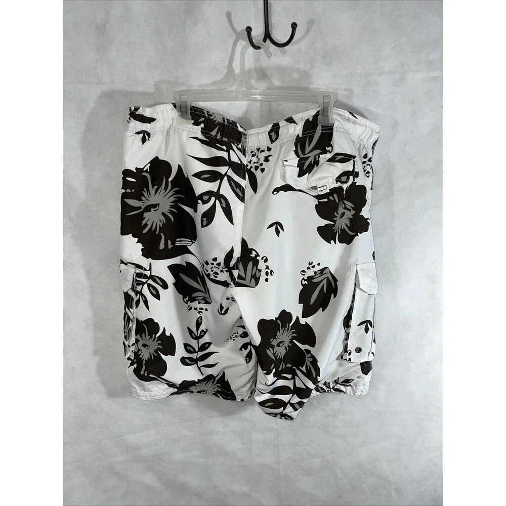 US Polo Swim Shorts Trunks Floral White Brown Size XL